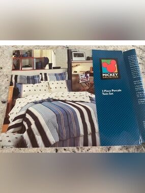 Vintage 90s Disney Mickey twin sheet set 3 piece new in package Wamsutta
